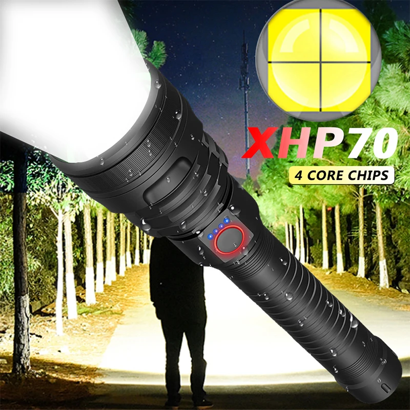 Мощсветодиодный светодиодная вспышка XHP70 18650 лм фонасветильник с увеличением
