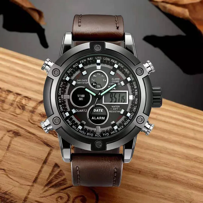 

CA luxury men's quartz watch leather bracelet multi-function second hand quartz movement men's sports men's watch