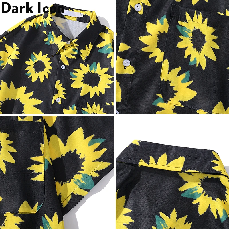 Гавайская рубашка Dark Icon мужская летняя с отложным воротником Мужской Топ 2020 |