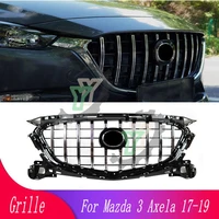 car front bumper grille modified gt style grille for mazda 3 axela 2017 2018 2019 bright black honeycomb grille
