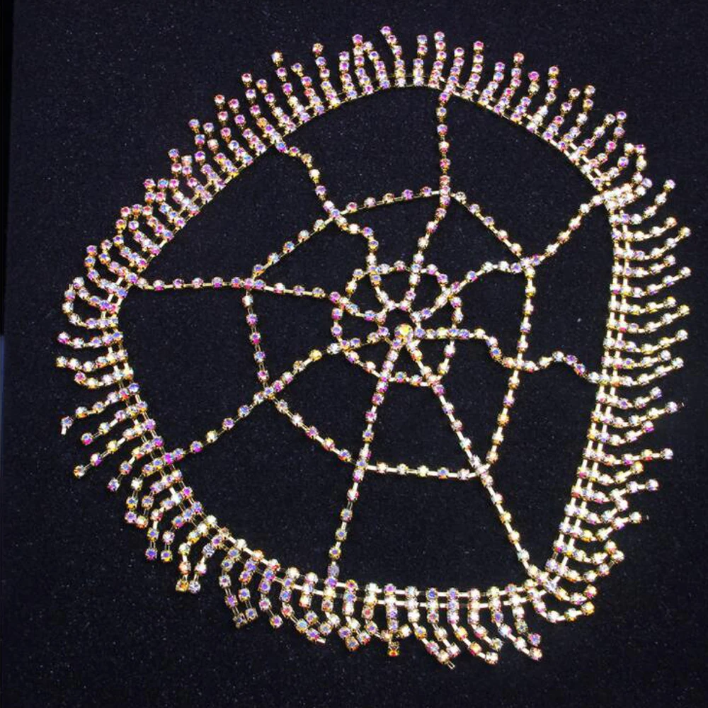 

Bling AB Rhinestone Tassel Headdress for Women Luxury Forehead Headpiece Handmade Hat Crystal Headbands Wedding Hair Accessories