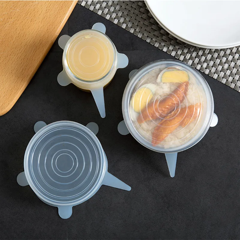 6 шт./компл. Универсальный силиконовые крышки стрейч крышка всасывания Пособия по