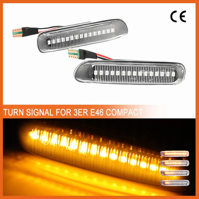 

A Pair Side Marker Lights Turn Signal For 3er E46 Compact/ Limo/ Coupe/ Touring/ Cabriolet Car LED Dynamic Sequential Blinker