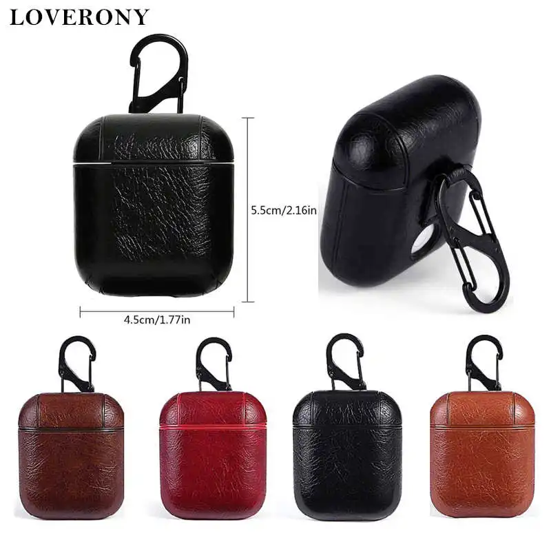 Кожаный чехол LOVERONY для Bluetooth наушников AirPods 2 1 защитный ключей Apple Air pods зарядного