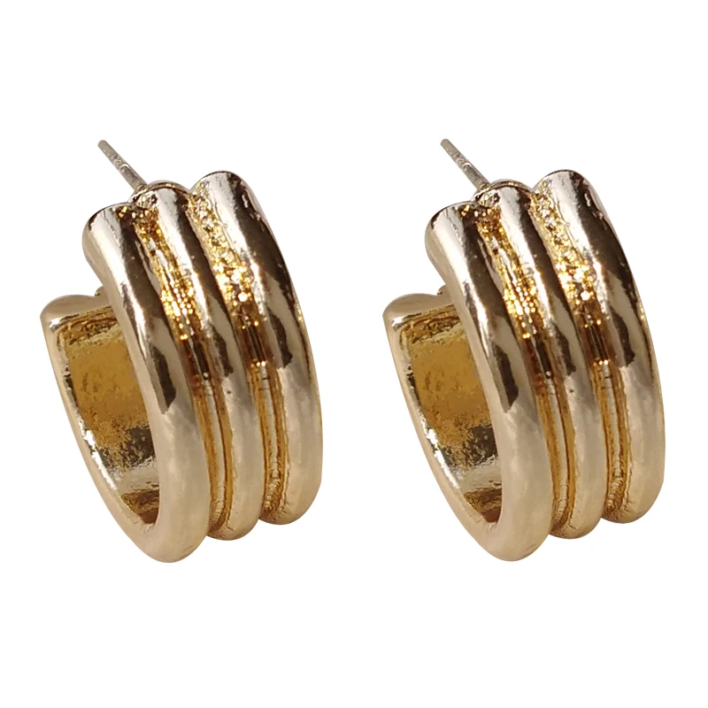 

S925 needle Metal Earrings Simple Design Golden Plating For Women Jewelry Short Drop Earrings For Girl Student Gifts New