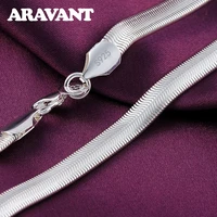 925 sterling silver 1618202224 inch 6mm flat snake chain necklace for men fashion wedding jewelry