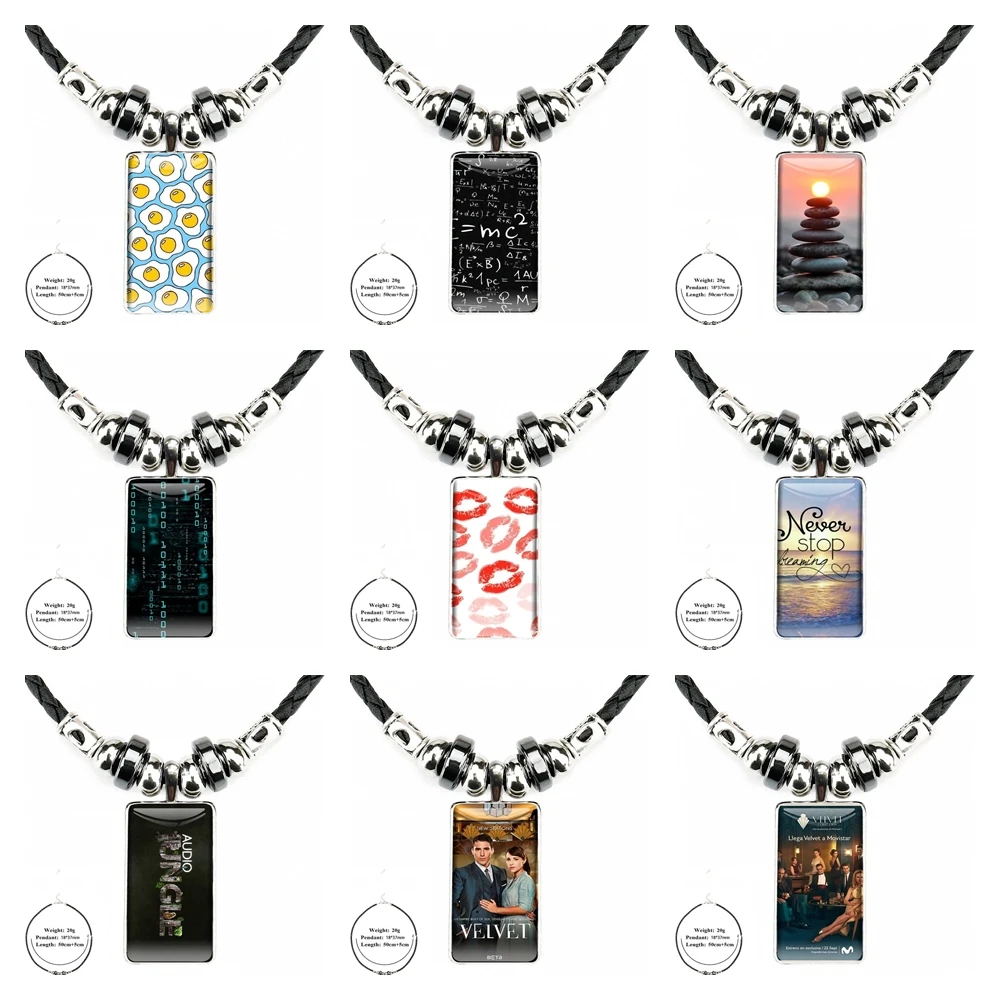 Модное ожерелье из черного гематита со стеклянным кабошоном и женской подвеской