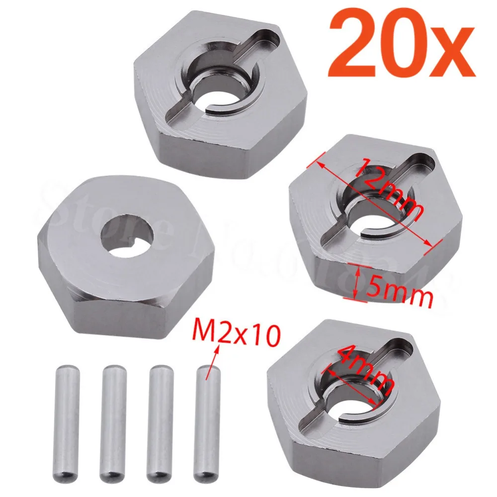 

20 компл./лот, алюминиевое колесо шестигранное 12 мм с штифтами 2x10 мм 102042 (02134), обновленные детали для 1/10th 4WD R/C HSP Hitmoto Redcat