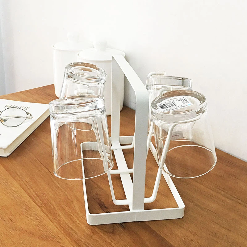 Creative Iron 6 Cups Mug Glass Stand Holder Drying Shelf Home Kitchen Hanging Drainer Storage Rack Accessories |