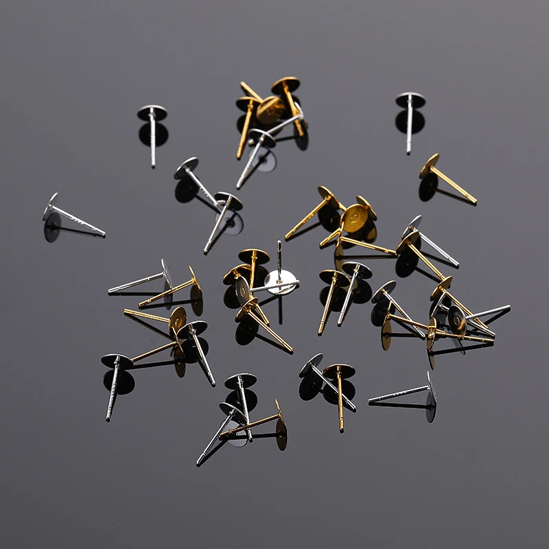 

50 шт., шпильки с плоским основанием для сережек