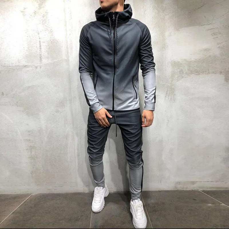 

Men's sports suit Hoodie + pants 2-piece sportswear men's fashion running suit spring and autumn men's gym suit