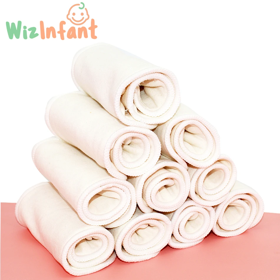WizInfant 5 /10 Uds 3 capas c&aacute;&ntilde;amo algod&oacute;n inserci&oacute;n de pa&ntilde;al de im&aacute;n pad de refuerzo para Onesize de pa&ntilde;al de tela de bolsillo Diaper35 * 13,5 cm-0