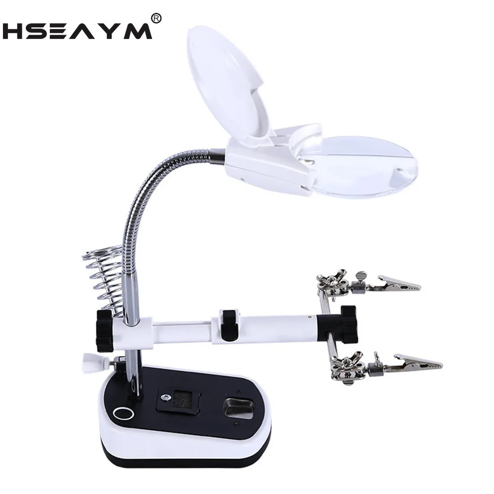 5 светодиодный светильник Настольная Лупа с клипсой увеличительное стекло лупа