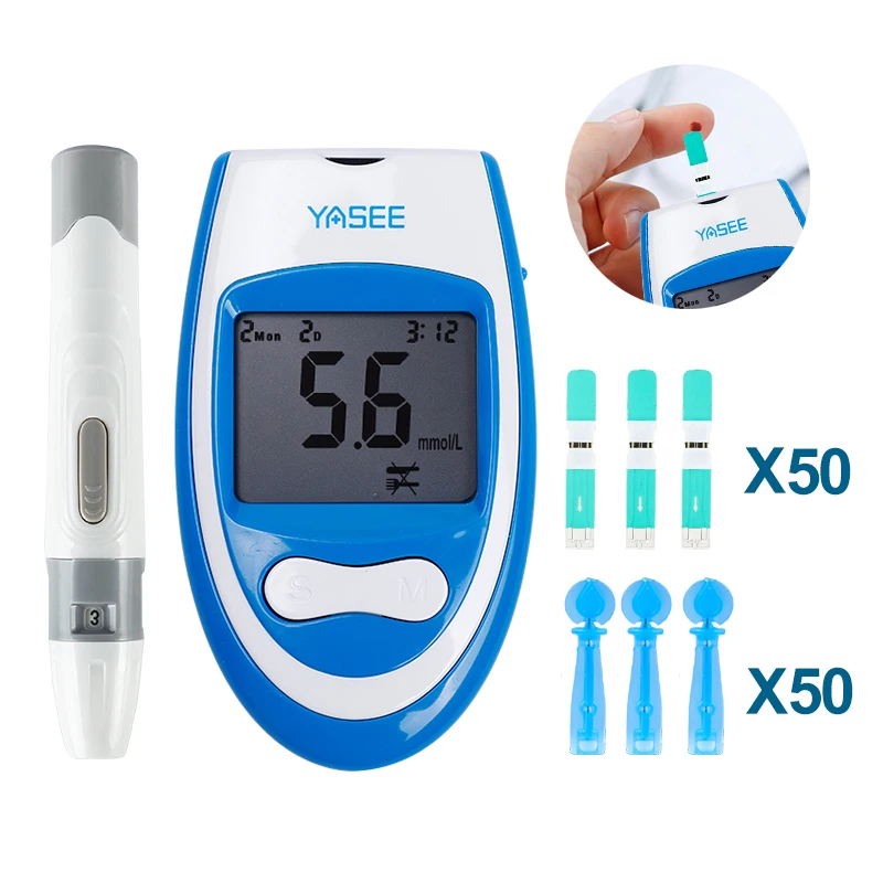 

1Set Medical Blood Sugar Meter Diabetes Tester Blood Glucose Monitor Health Aid Glucometer 50PCS Test Strips Lancets Kit