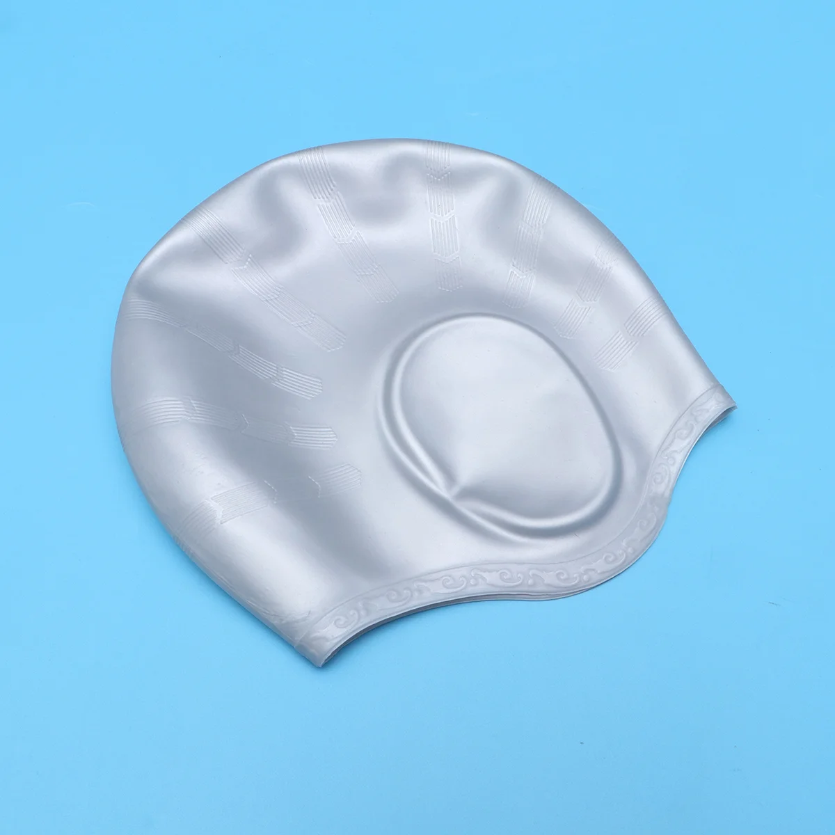 

Силиконовая Водонепроницаемая шапка для плавания, Спортивная эластичная шапка для плавания, защита ушей, аксессуары для взрослых (серебрис...