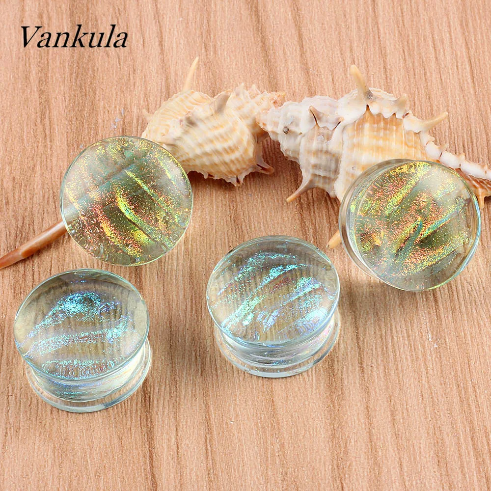 Vankula 2 шт. стеклянные серьги туннельный пирсинг ювелирные изделия для мужчин и