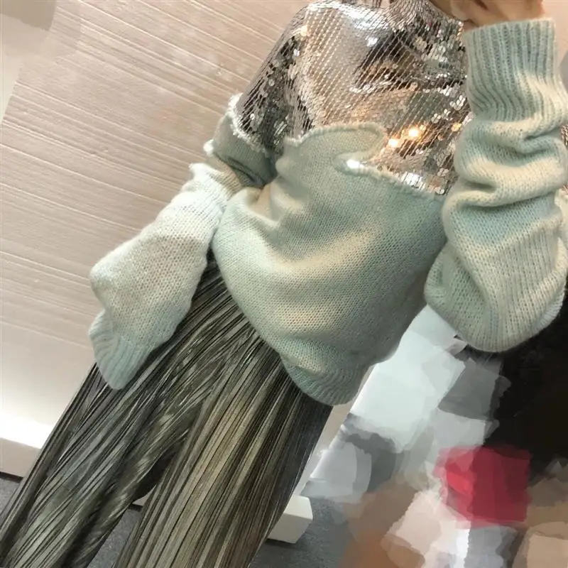 TMODA302 женские свитера зимние мохеровые вязаные ручной работы с блестками Осенний