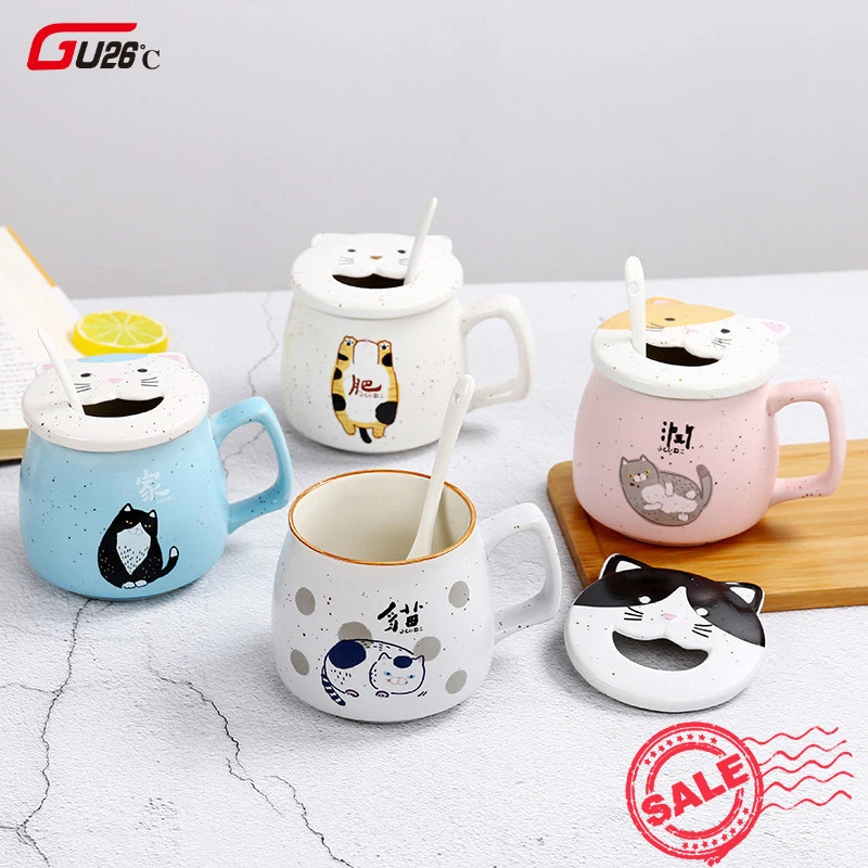 Керамическая кружка с изображением кота милые чашки кофейная фотография крышкой
