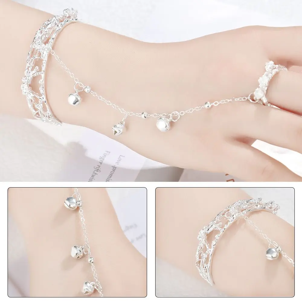 

Fairy Chinese Antique Style Jewelry Bangle Ring Bangle Charm Bracelet Adjustable Opening Butterfly Bells Ring Bracelet