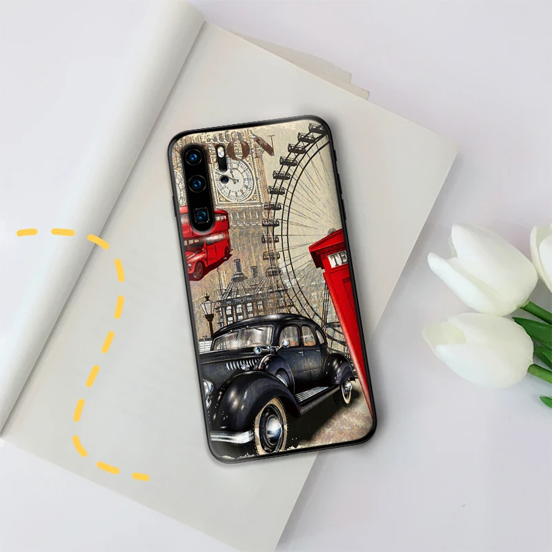 В английском ретро стиле Лондона автомобиля для huawei Y6 Y7 2018 Y9 Prime 2019 Коврики 10 20 Pro