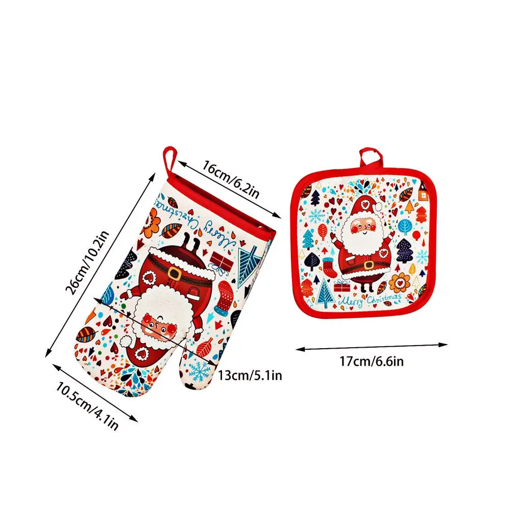 Набор перчаток для духовки с рождественской тематикой кухонные перчатки узорами
