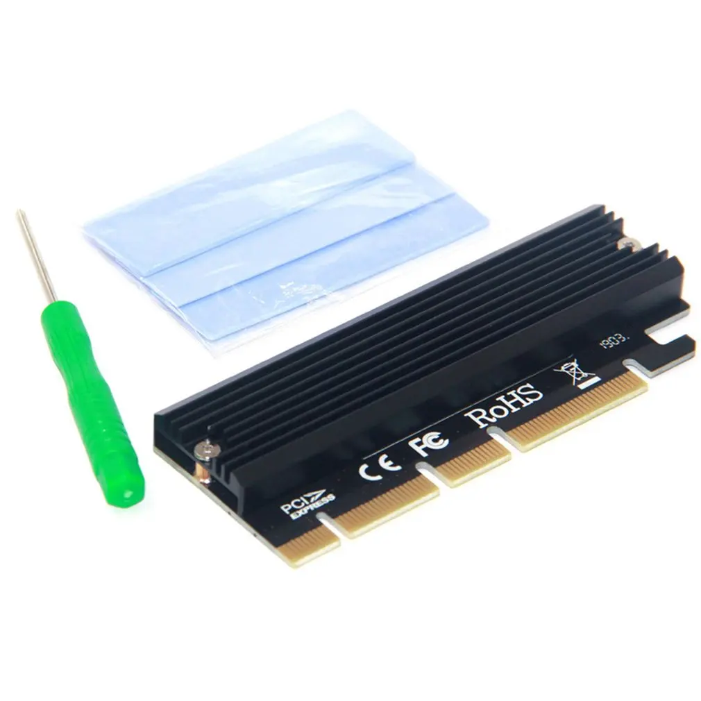 

PCI-E 3.0 16x M.2 Adapter Aluminum Shell LED Solid State Drive Expansion Card Computer Adapter High-speed Transmission