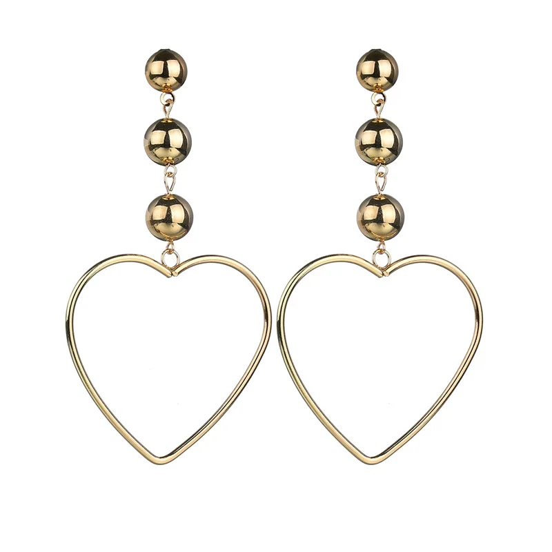 Горячая мода большая форма сердца серьги висюльки золото белый имитация жемчуга