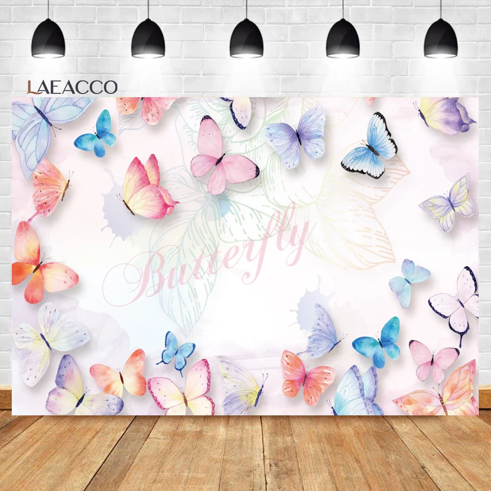 Laeacco Baby Shower Цвет воды бабочка фон для фотосъемки с задние фоны новорожденный день