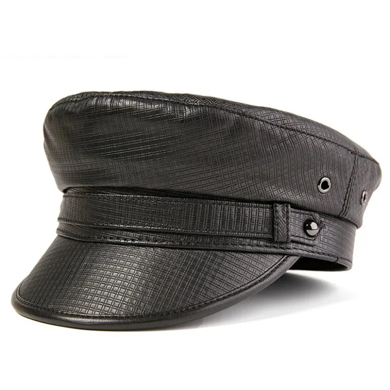 LA Женские шапки в стиле милитари на осень и зиму модные из искусственной кожи с