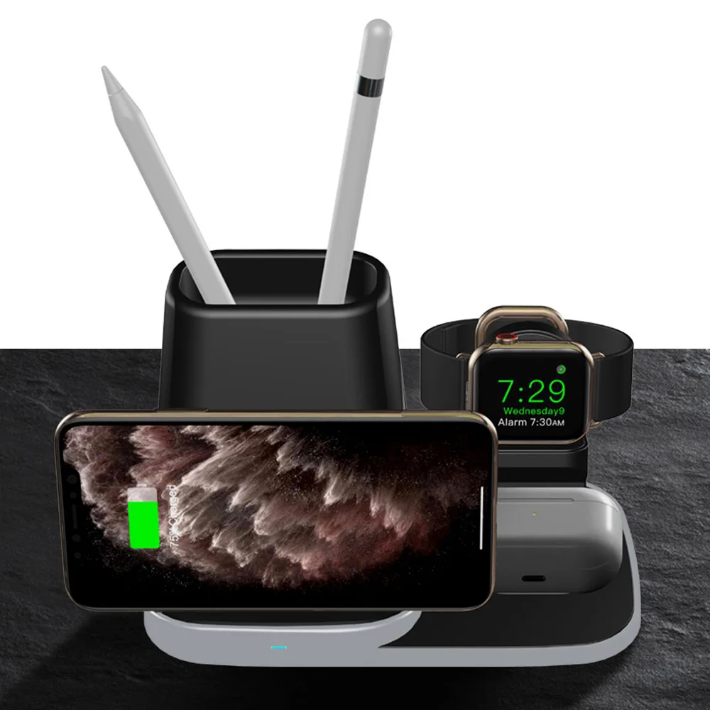 

Беспроводное зарядное устройство 3 в 1, индукционные беспроводные зарядные устройства Qi, станция для быстрой зарядки для Iphone 12, 11, Mini Pro Max, Watch,...