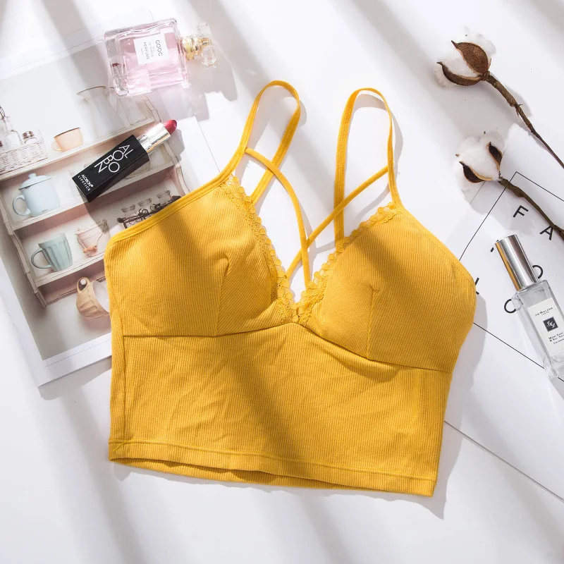 Нижнего белья для женщин Кружева Bralette укороченный топ с застежкой-молнией на