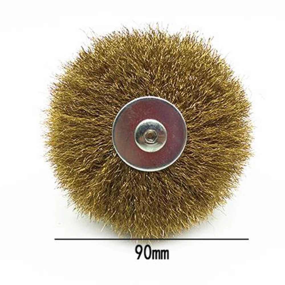 

Wheel Wire Brush 90mm Copper Plated Shank For Rotary Parts Polishing Cleaning