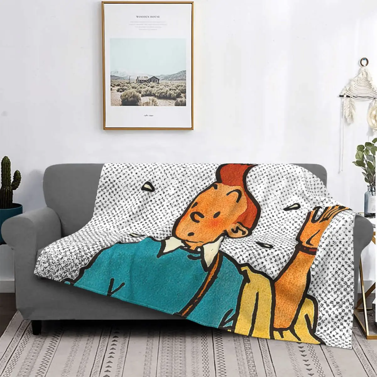 

The Adventures of Tintin Fantasy Comics Blanket Flannel Wave To You Cozy Soft FLeece Bedspread