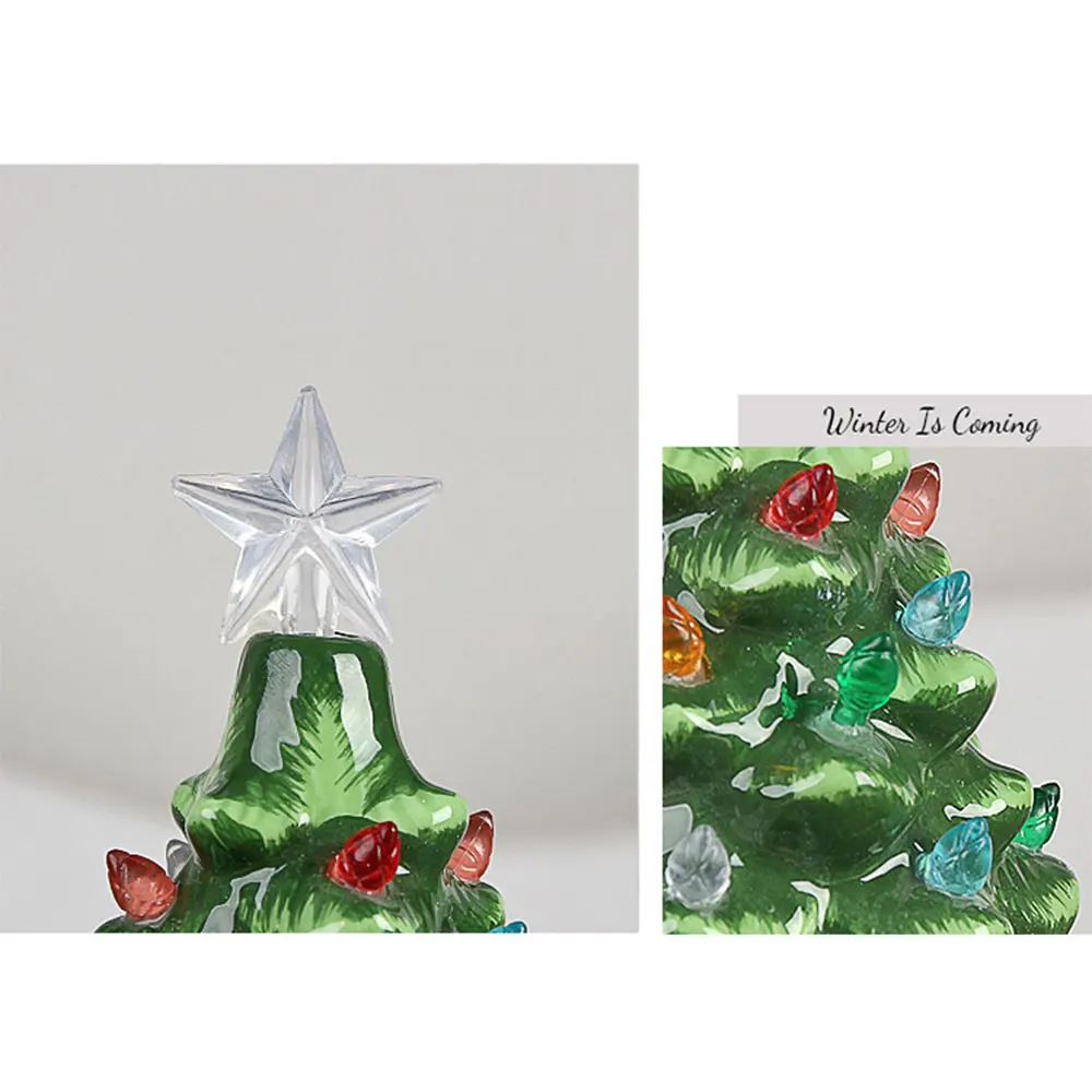 Новогодняя светильник ящаяся керамическая Рождественская елка настольное