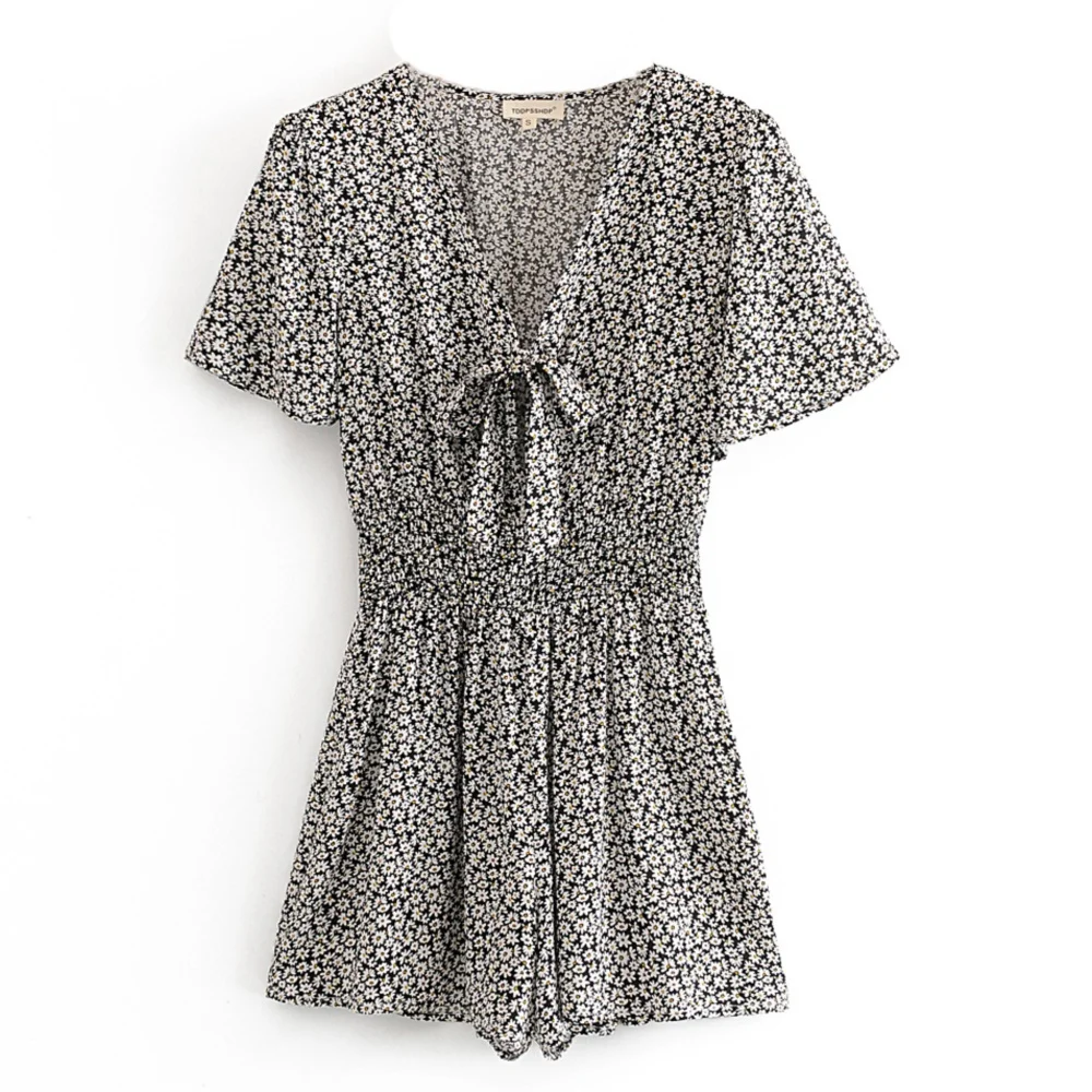 

Комбинезон 2020 Новинка; Летняя Повседневная Женская модный Свободный комбинезон с бантом с коротким рукавом вискоза женский костюм пляжног...