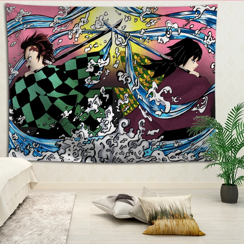 

Hot Selling Custom Kimetsu No Yaiba Wall Tapestry Home Decorations Wall Hanging Tapestries For Living Room Bedroom More size