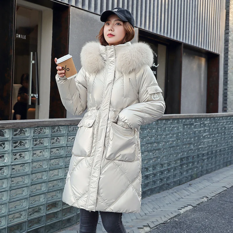 

CGC 2021 Long Jacket Women Winter Parka Casual Warm Cotton Padded Coat Female Winter Hooded Plus Velvet Down Parka Women