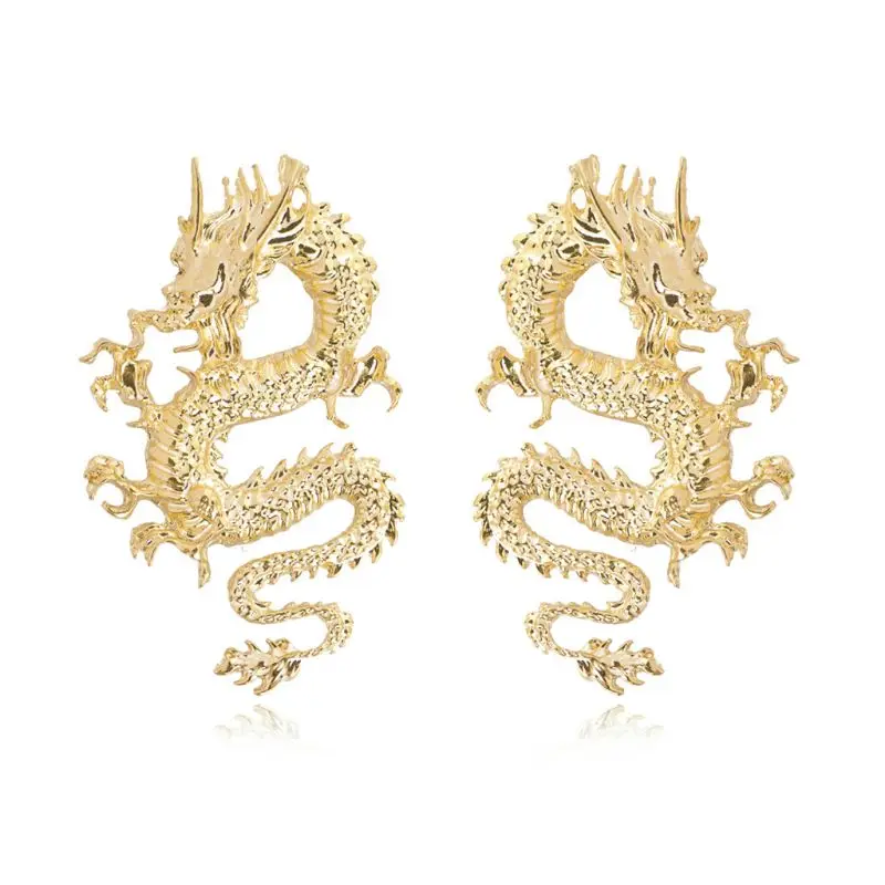 

Punk Rock Gold Silver Firery Dragon Stud Earrings Thrones Costume Game Merchandise Animal Dragon Stud Earrings Jewelry