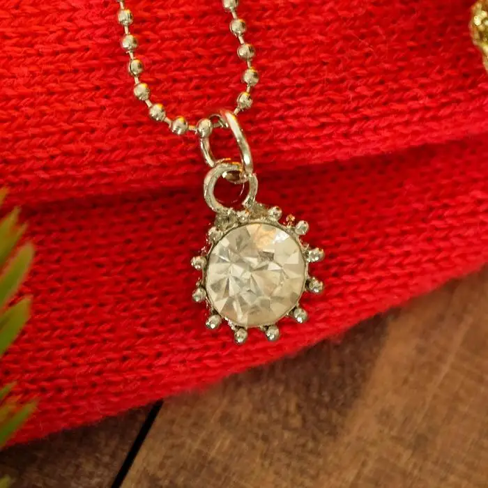 Кулон новогодний &quotЕль&quot сверкающая страз цвет белый в серебре 45 см | Украшения