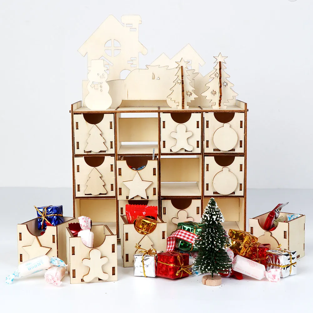 OurWarm DIY Рождество обратный отсчет Advent календарь год деревянные светодиодные часы обратного отсчета украшения дома Рождество DIY Поставки