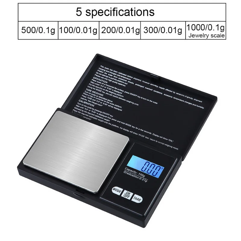 Высокая точность Мини цифровые весы 100/200/500/1000g 0 01/0 1g ЖК дисплей пищевая пипетка