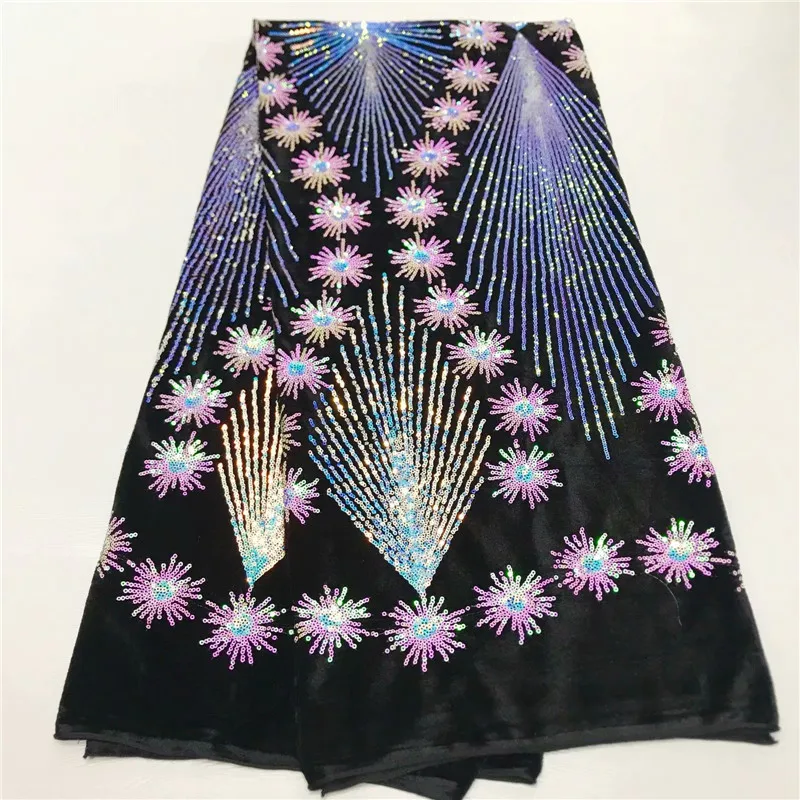 2020 высокое качество Французский 3D тюль с блестками африканская бархатная
