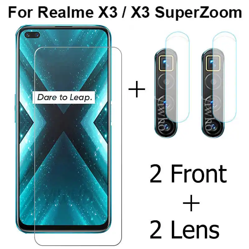 

4 в 1 закаленное стекло Realme X3 SuperZoom, стекло для OPPO Realme X3, защита для экрана, защитная пленка для объектива камеры Realmi X 3 6,6 дюйма