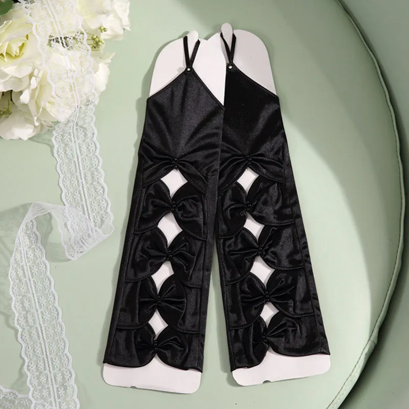 Длинные свадебные перчатки для невесты зеленые атласные женские до локтя