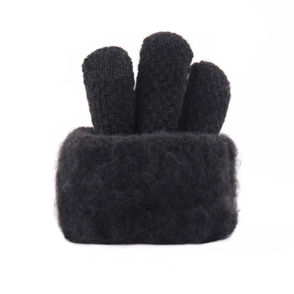 Мужские утепленные зимние вязаные шерстяные перчатки теплые полный палец