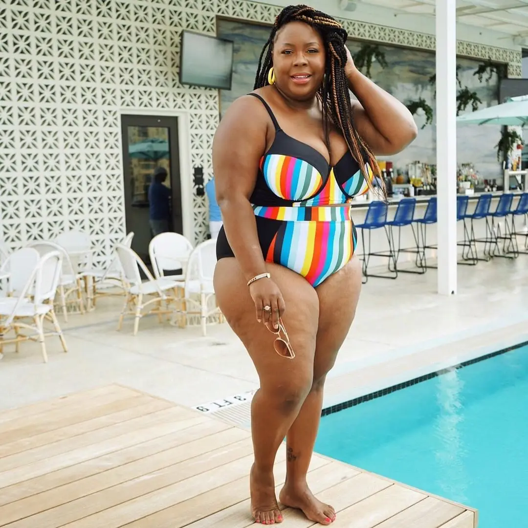 Новое поступление большой размер женский купальник в радужную полоску купальный