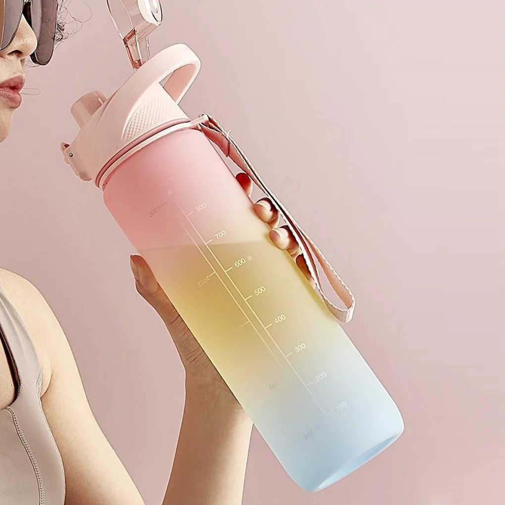 

1000ml Large Capacity Water Bottle Cycling Sealing Anti-Leak Drink Bottle Portable Sports Fitness Water Cup Gradient Color