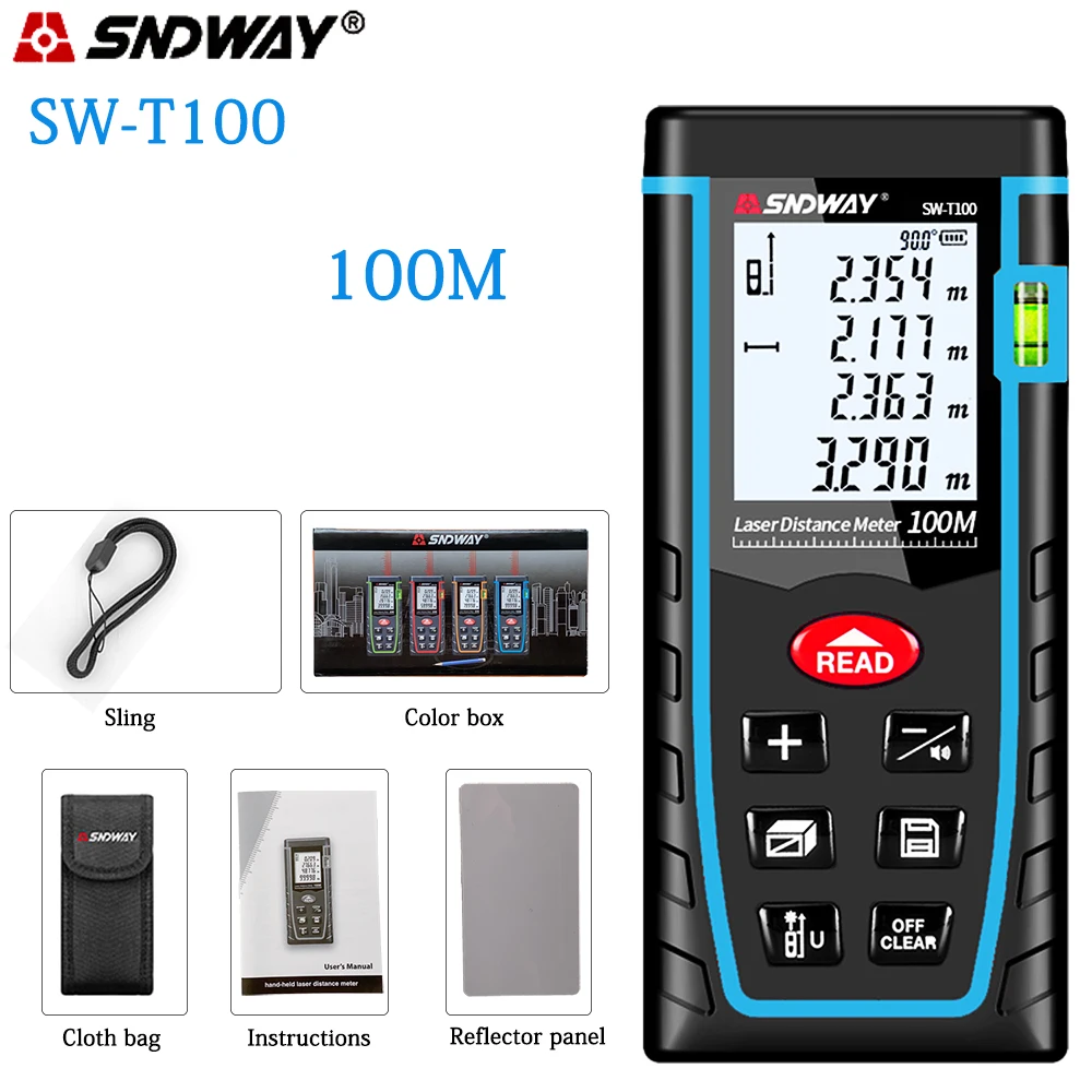 

SNDWAY Laser Distance Meter Laser Measuring Instrument 120m 100m 60m 40m Rangefinder Trena Laser Tape Range Finder Build Measure
