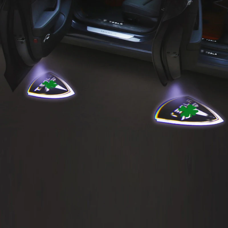 Modification 2PCS Led Car Logo Shade Welcome Light Decorative Signal Lamp For Tesla Model 3 | Автомобили и мотоциклы