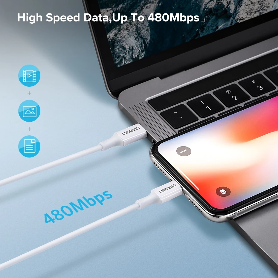 Ugreen MFI certified usb type c to lightning charging cable for iPhone xs xr 8 7 6s 5s 11 apple ipad fast charger PD cable short